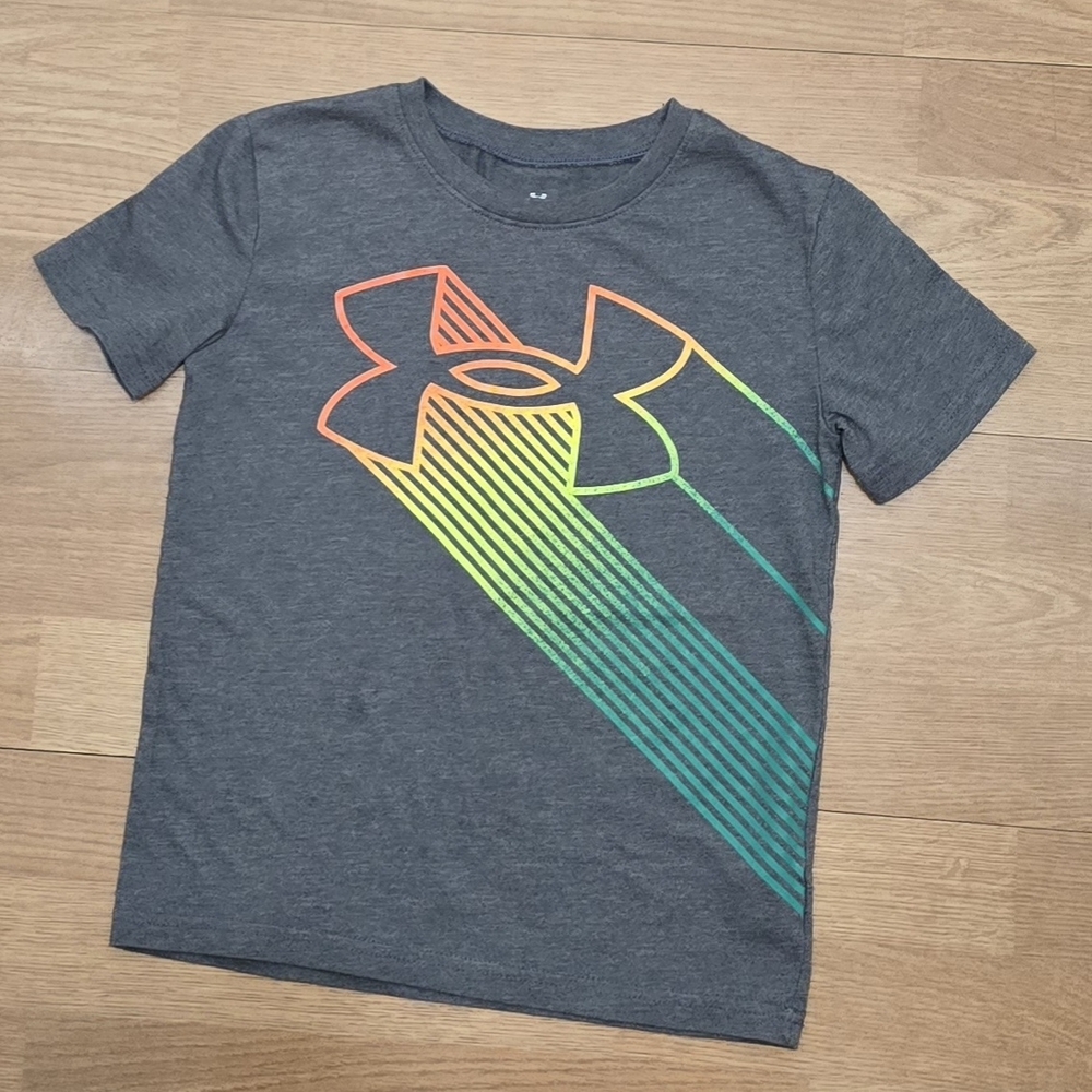 Under Armour Gray Short-Sleeve Tee with Neon Gradient Logo